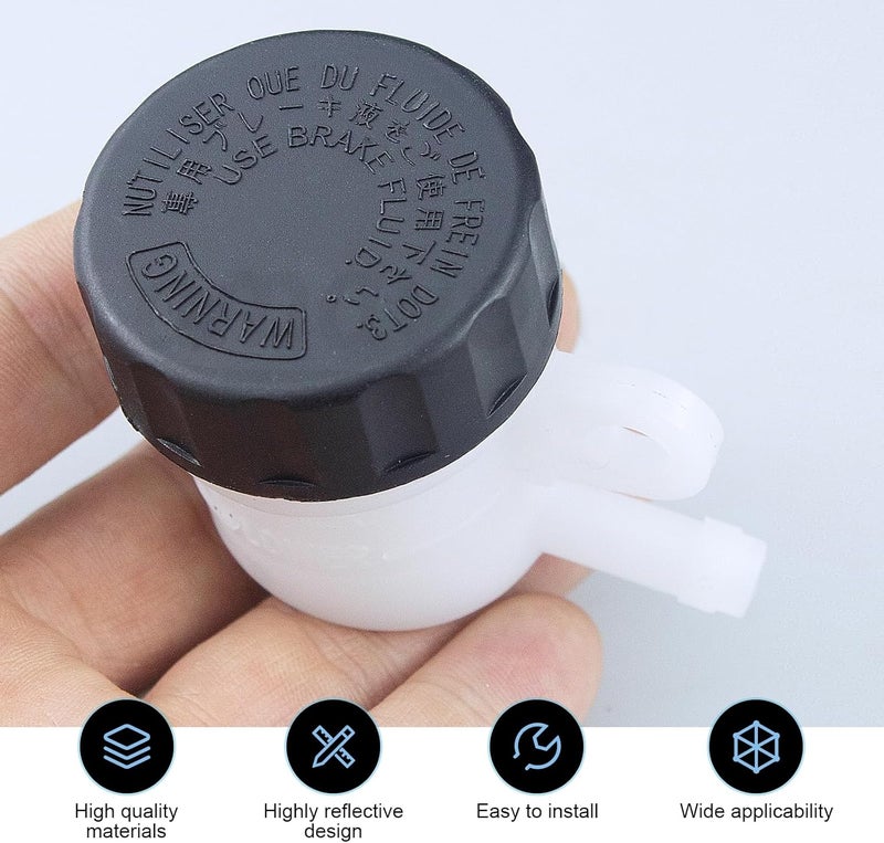 Anyhut 1 PC Brake Fluid Reservoir, Motorcycle Rear Brake Master Cylinder Oil Cup, Clutch Tank Fluid Reservoir, Universal Fit for Motorcycle Pit Dirt Bike ATV 4 Wheel QUAD (Black & White) - Image 3